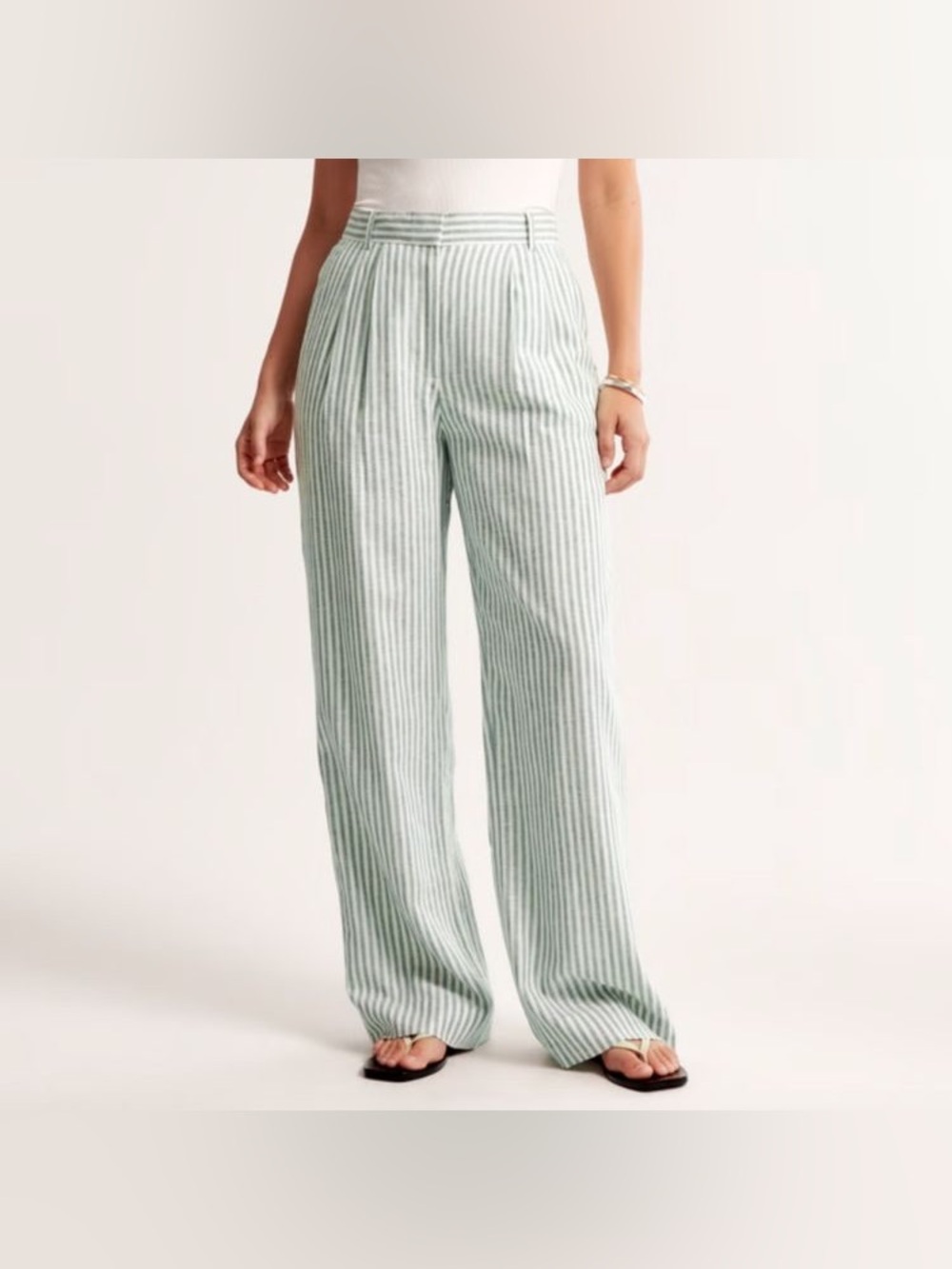 NWT Abercrombie Curve Love Ultra High Sloane Tailored Linen-Blend Pant
